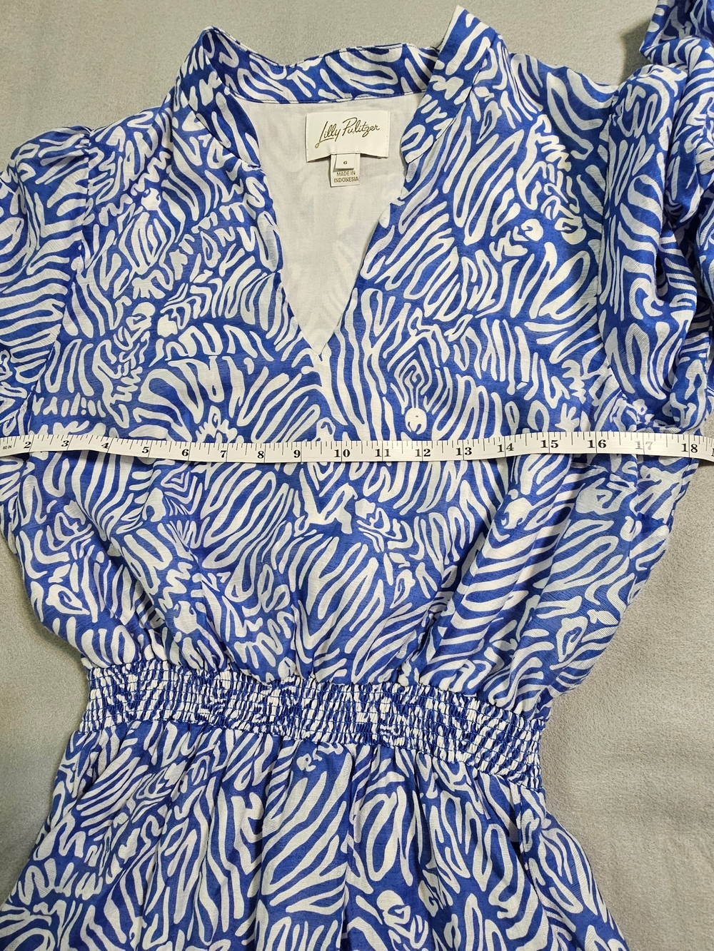 Lilly Pulitzer Blue White Zebra Print Linen Blend Mini Dress Size 6 Boho Preppy - Picture 9 of 10